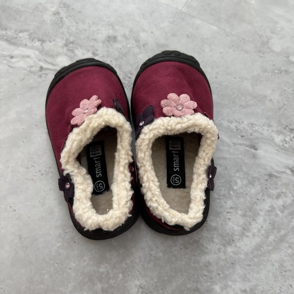 Smartfit Girls Size 5 1/2‎ Sherpa Lined Shoes Pink Clog Slip Ons - Picture 2 of 4
